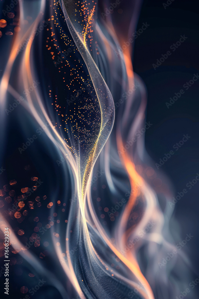 Poster vertical dark abstract background with glowing wave. shiny moving lines design element.
