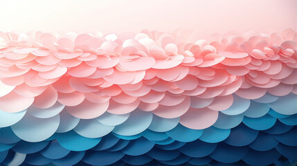 a pink and blue background with a large amount of pink and blue circles on the bottom half of the image.