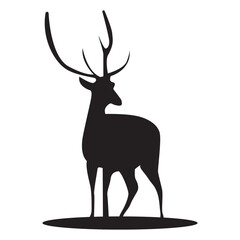 The vector silhouette of a deer. A horned beast from the forest. Elk, caribou, antelope. isolated on white background. Deer collection . vector illustration