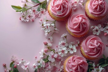 Table Filled With Frosted Cupcakes