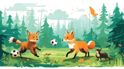  A cheerful scene of animals having a game of soccer © Mishi
