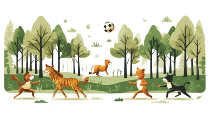 Poster A cheerful scene of animals having a game of soccer © Mishi