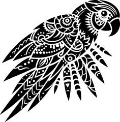 Parrot Black Vector in the Mexican Style