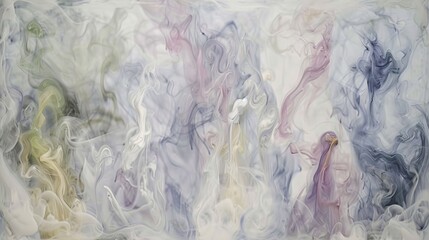 Fototapeta premium an abstract painting with white, blue, pink, and green colors on a white background with a black border.