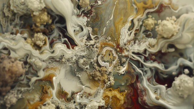 a close up of a painting with a lot of different colors and sizes of paint on it's surface.