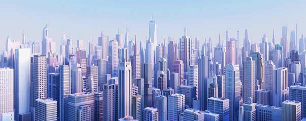 big skyline panorama of New York City after sunset designed as illustrator in flat design, a view of empire state building