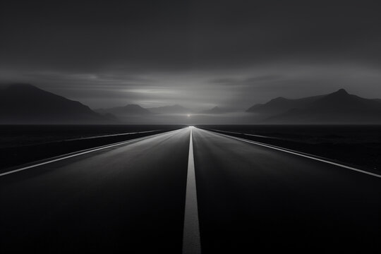Empty Road in Black and White