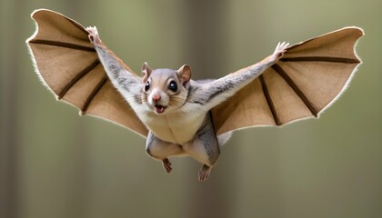 A Flying Squirrel With Its Wings Spread Wide Glid