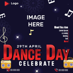 International dance day celebration with instagram and facebook post template | International dance day social media post and web banner design template | Arabic dance post and flyer design template