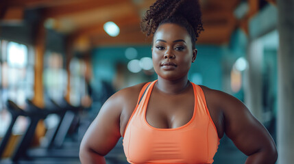 Mujer con sobrepeso haciendo ejercicio
