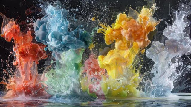 colorful inks exploding in water making abstract patterns