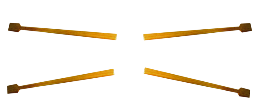 Small wooden oars for a boat in rowing position on isolated transparent background