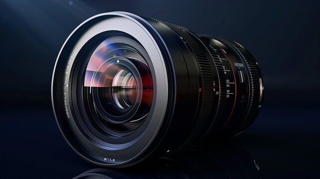 Ultra HD Capture of a Professional Video Camera Lens in Pristine Condition - This prompt seeks to create a super realistic image showcasing the intricate details of a high-end video camera lens.