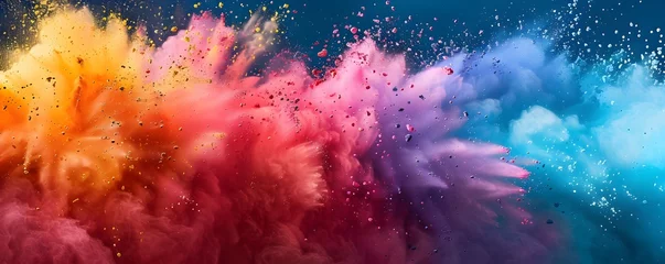 Fotobehang Vibrant Color Splash Explosion A Highly Saturated Pop Art Mid-Air Powder Extravaganza © Thanaphon