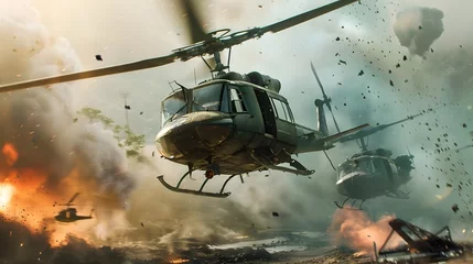Poster Helicopters Leading the Charge: A Cinematic Masterpiece of Military Combat © Thanaphon