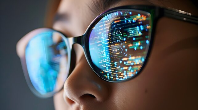 Data Analyst Woman Expertise Focus Embodied in Code's Intricate Dance Reflection