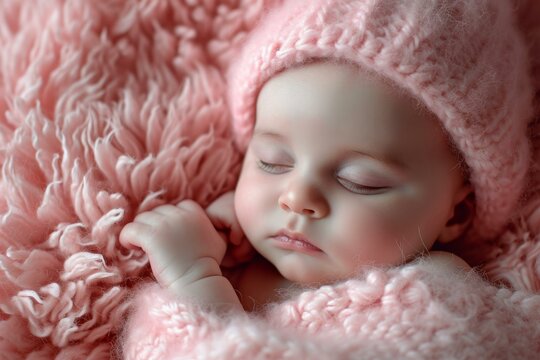 Soft Baby newborn pink cloth. Dry clean. Generate Ai