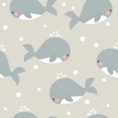Foto op Plexiglas Walvis Seamless pattern with cute whale. Childish background. Vector illustration. It can be used for wallpapers, wrapping, cards, patterns for clothes and other.