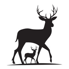 The vector silhouette of a deer. A horned beast from the forest. Elk, caribou, antelope. isolated on white background. Deer collection . vector illustration