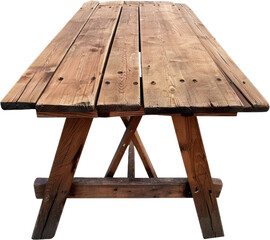Rustic wooden table, cut out transparent