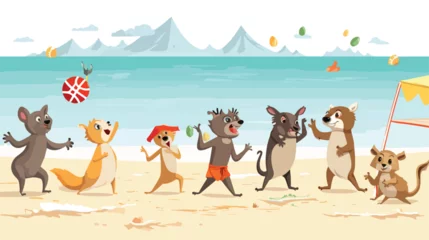 Gardinen A comical scene of animals having a game of volleyball © Mishi