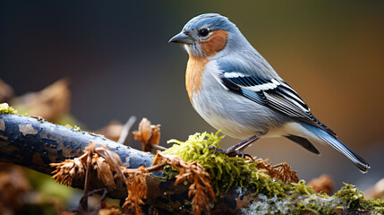 The common chaffinch or simply the chaffinch (Fringilla coelebs) is a common and widespread small passerine bird in the finch family - obrazy, fototapety, plakaty