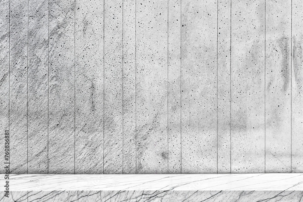 Poster empty table white marble with concrete texture wall background