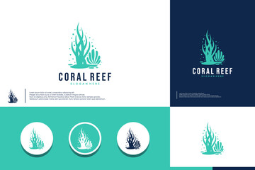 coral reef logo , exotic underwater symbol, vector illustration. © dhulpikir