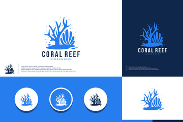 underwater logo , ecosystem undersea , coral , logo design template. © dhulpikir