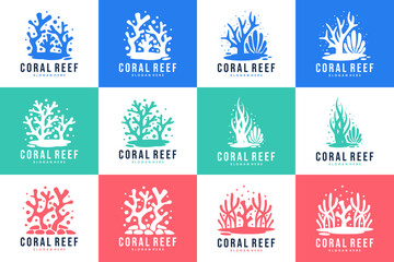 collection of underwater logo , coral reef , ocean life , logo design vector. © dhulpikir
