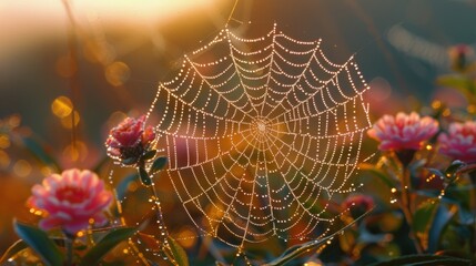 Spider Web on Flower