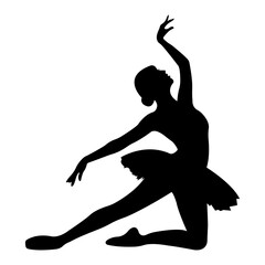 Ballerina silhouette. Realistic dancer in pointe shoes and tutu. Vector illustration. © SVIATLANA