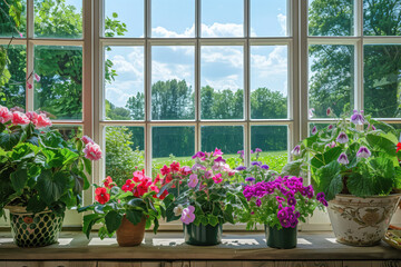 Sunny Serenity: Blooming Window Garden