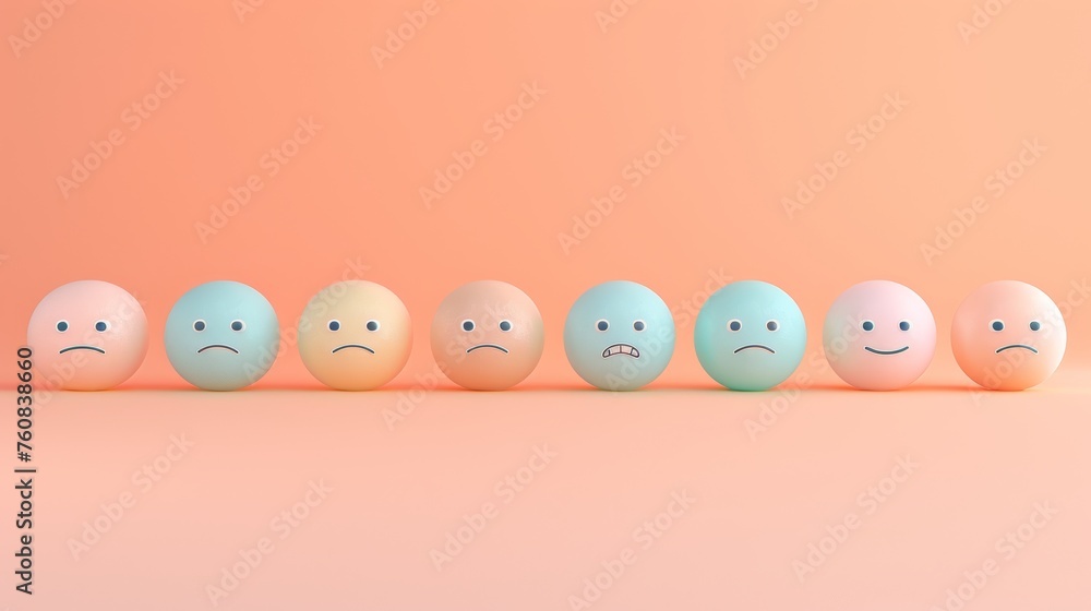 Poster 3d emoji collection featuring joyful expressions on solid soft colored background