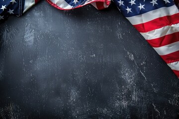 American flag on a dark background - obrazy, fototapety, plakaty