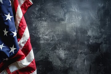 American flag on a dark background - obrazy, fototapety, plakaty