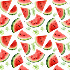 Watercolor Watermelon Slices Isolated, Aquarelle Water Melon, Creative Watercolor Fruit on White