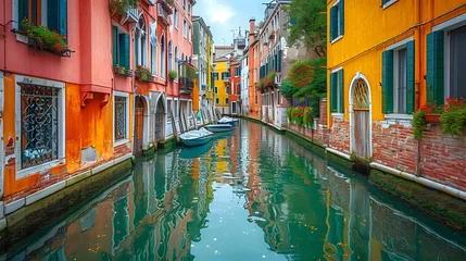 Foto auf Leinwand Beautiful canal with old medieval architecture in Venice, Italy. Famous travel destination © eva