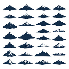 flat design mountain range silhouette collection - obrazy, fototapety, plakaty