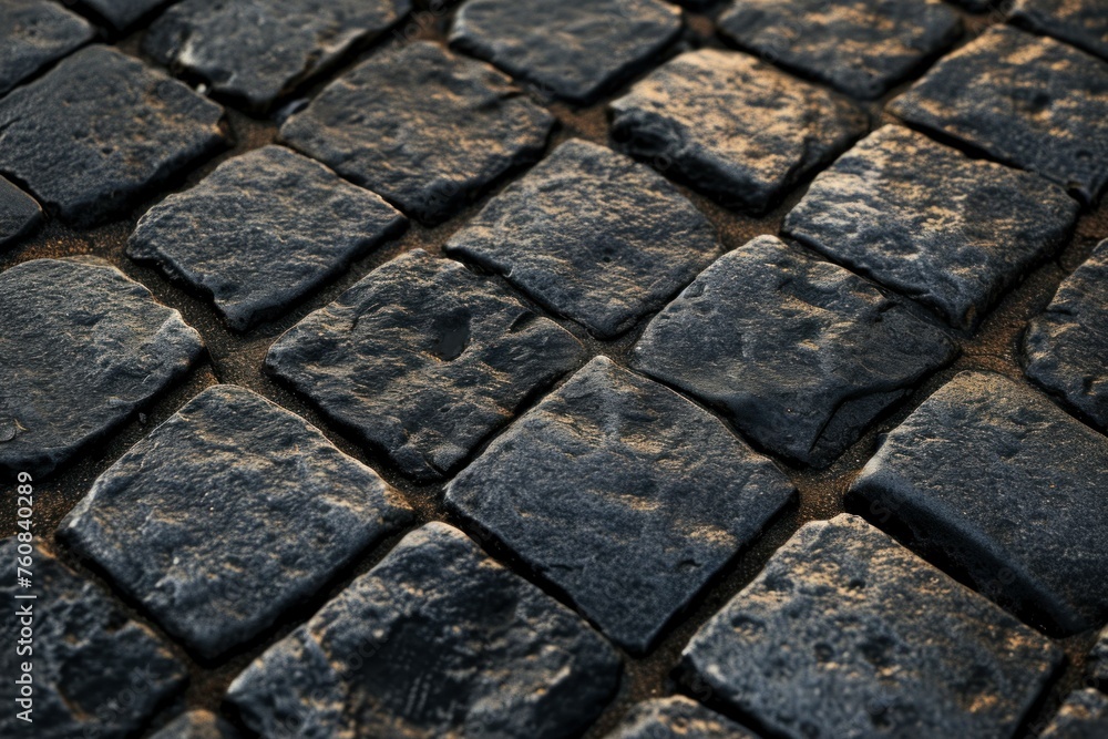 Sticker Dark Black cobble stone. Wall street. Generate Ai