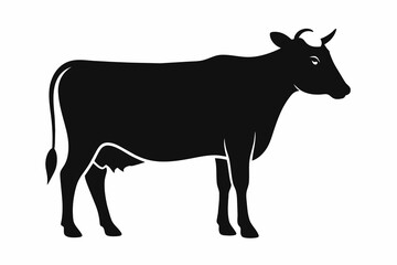 cow silhouette vector on white background.