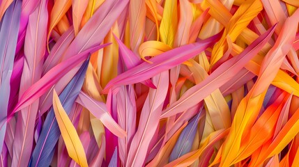 Colorful barley in the style of paper art, top view close up. Multicolored leaves