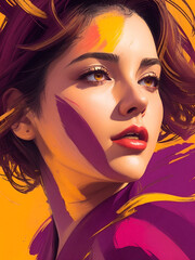 Beautiful woman illustration in Oil painting style