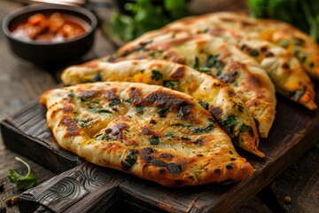 Afghan Bolani, Thin Crispy Flatbread Stuffed with a Savory Filling of Mashed Potatoes, Spinach