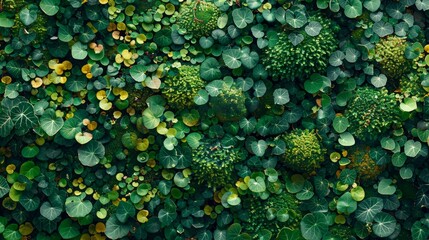 Close up of lush green hedge wall with small leaves in garden   eco friendly evergreen background - Powered by Adobe