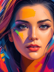 Beautiful woman illustration in Oil painting style
