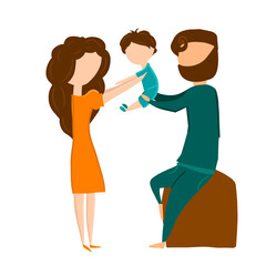 Happy family together. hand drawing. Not AI, Vector illustration