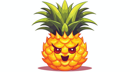 A furious pineapple with its spiky leaves raised li