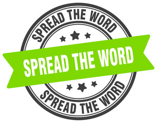 spread the word stamp. spread the word label on transparent background. round sign