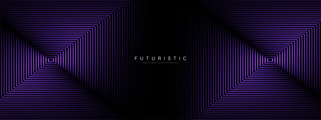 Futuristic abstract background. Glowing purple geometric lines graphic design. Linear pattern. Modern future technology concept. Suit for cover, poster, banner, brochure, presentation, website